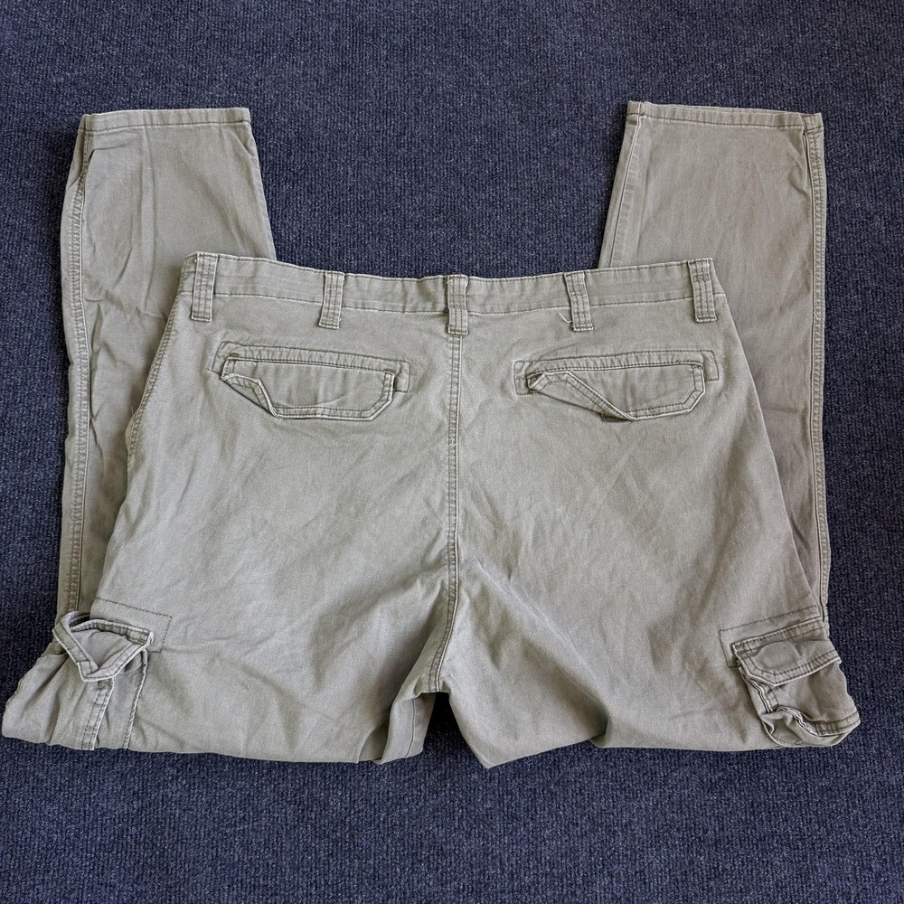 Wrangler Cargo Pants Mens 40x30 Green Regular Taper Canvas Stretch Workwear